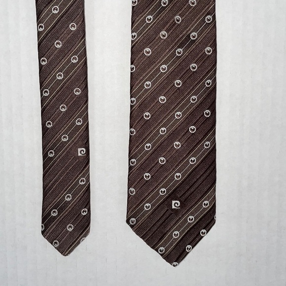 𝅺pierre Cardin tie mens brown circles - Picture 1 of 4